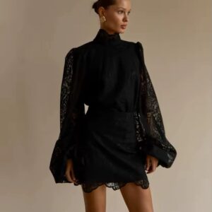 Aurora Black Lace Mini Dress